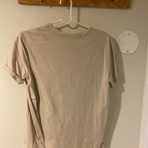 Men’s tan t-shirt with graphic design